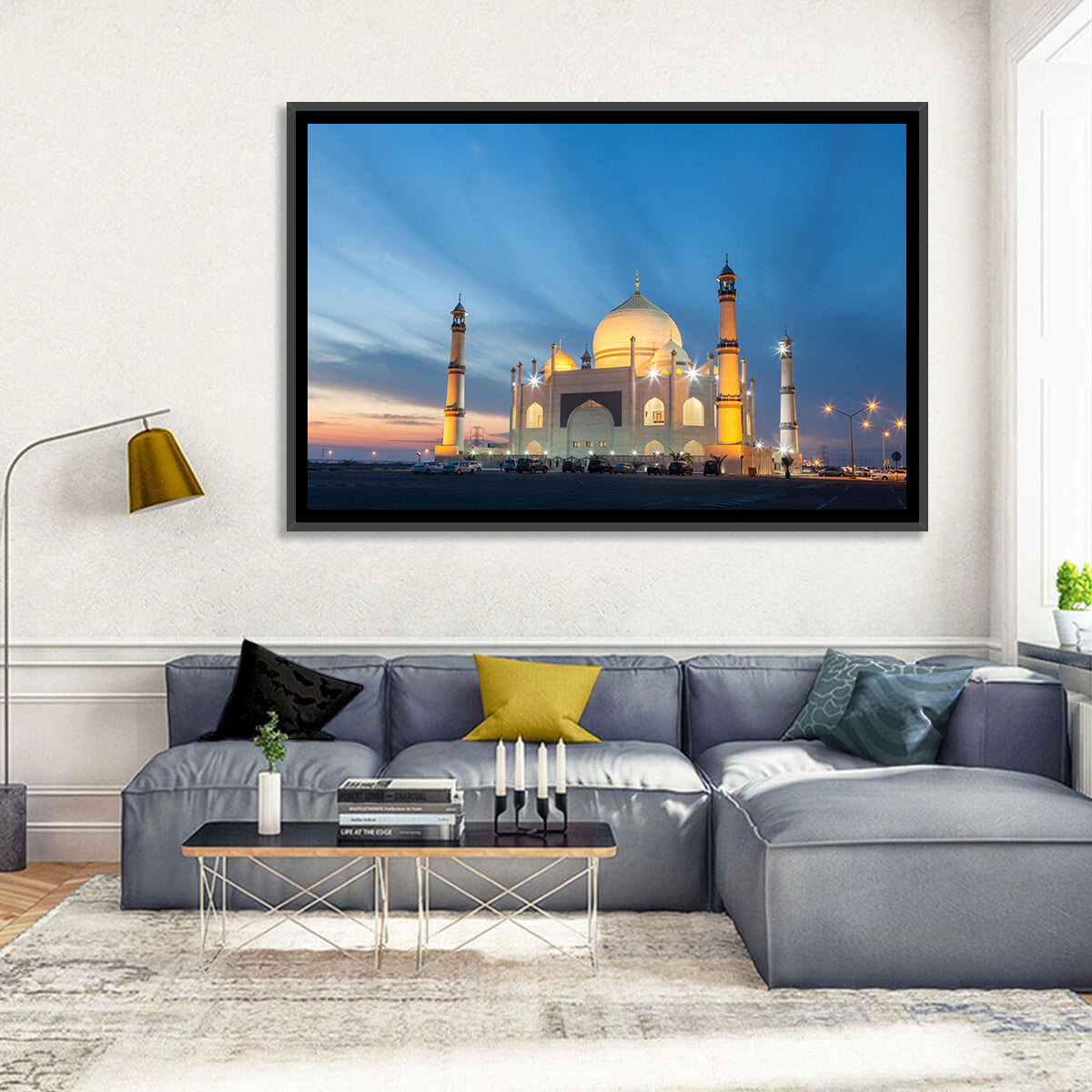 Siddiqa Fatima Zahra Mosque at Dusk Wall Art in a room, landscape