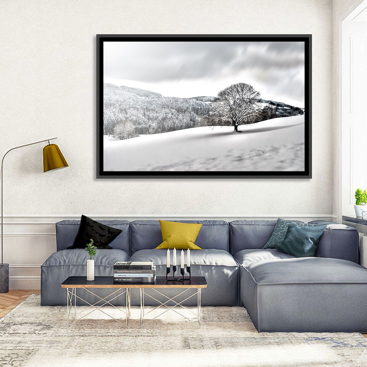 Solitary Snowy Tree Landscape Wall Art