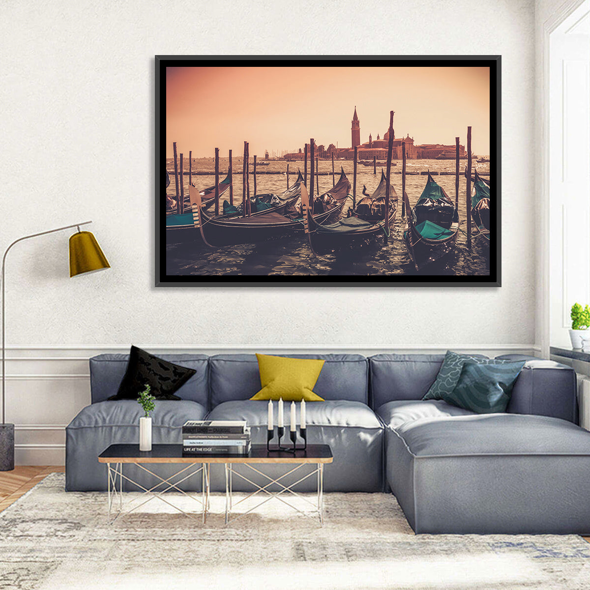 Gondolas In Canal Wall Art