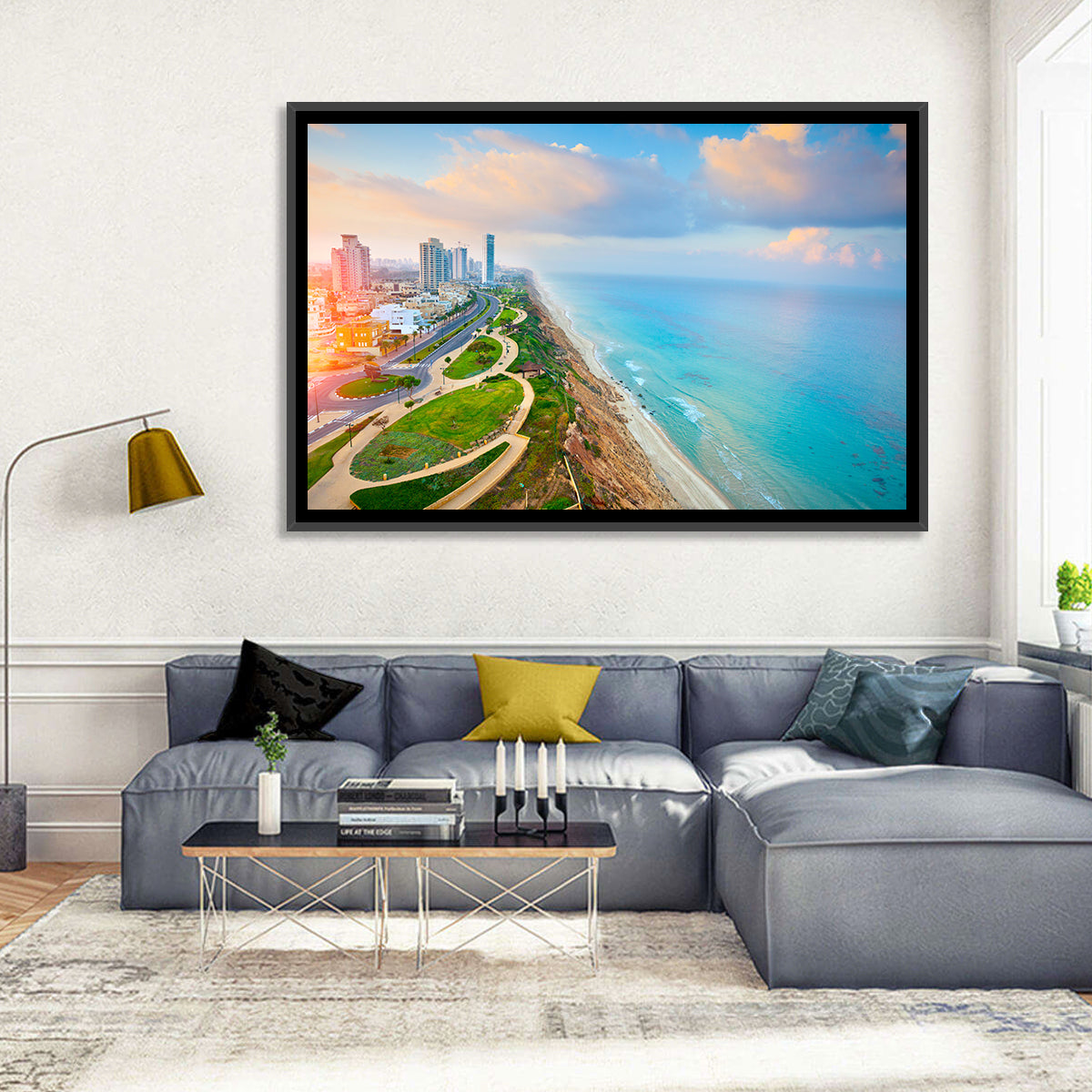 Netanya Coastline at Golden Hour Wall Art