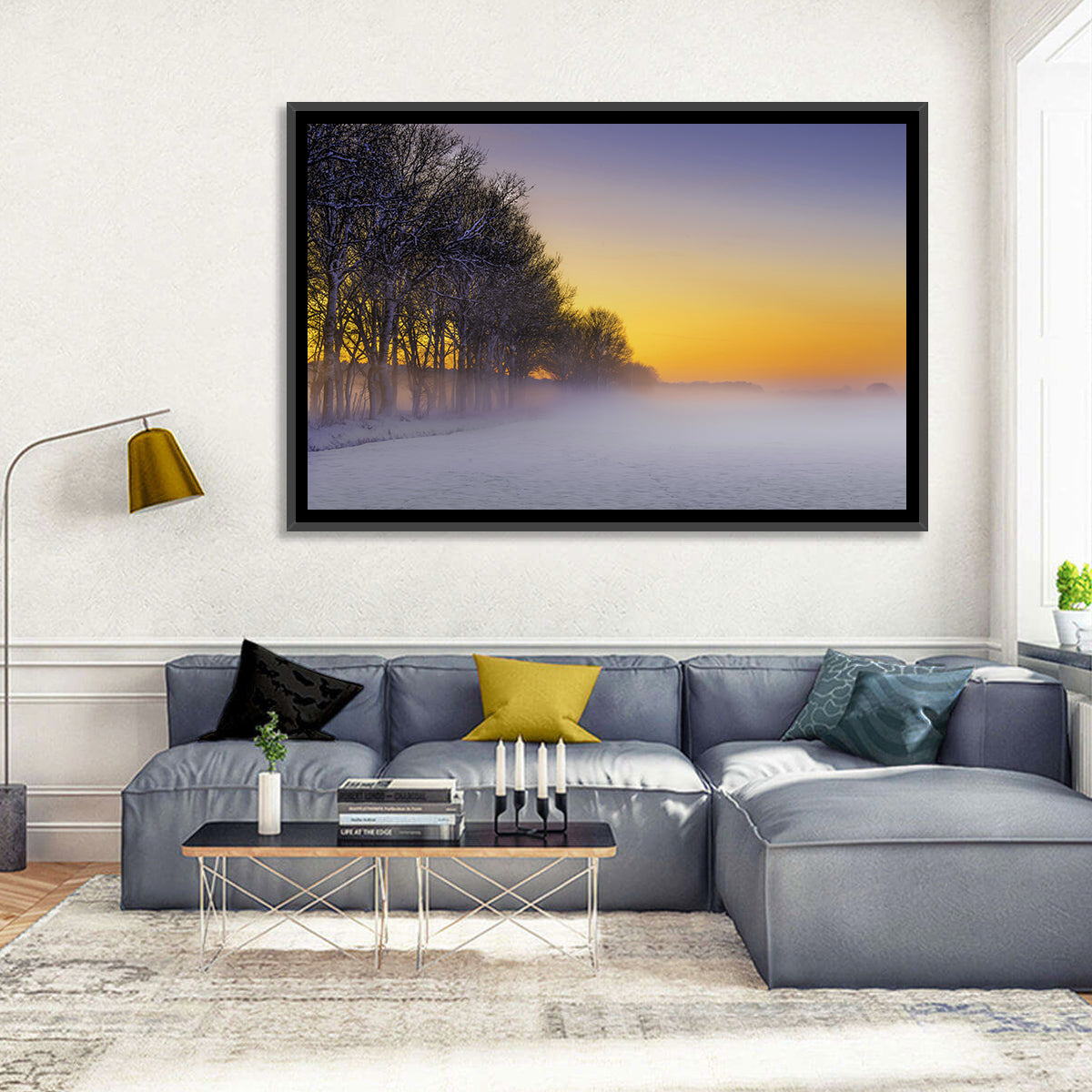 Winter Fog at Sunset Wall Art