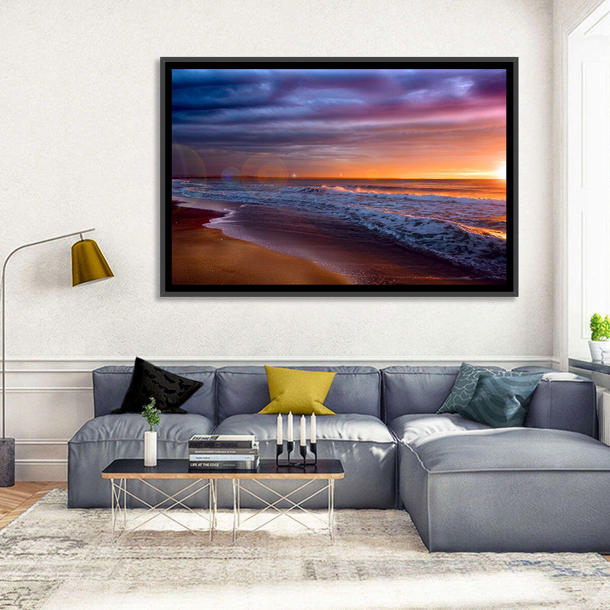 Bulgarian Black Sea Sunrise Wall Art in a room, landscape