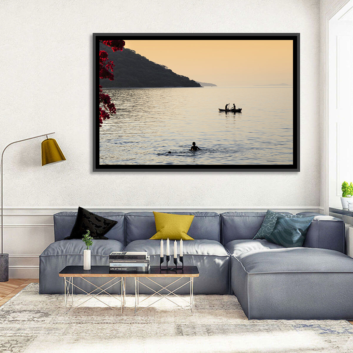 Lake Malawi Golden Hour Wall Art in a room, landscape