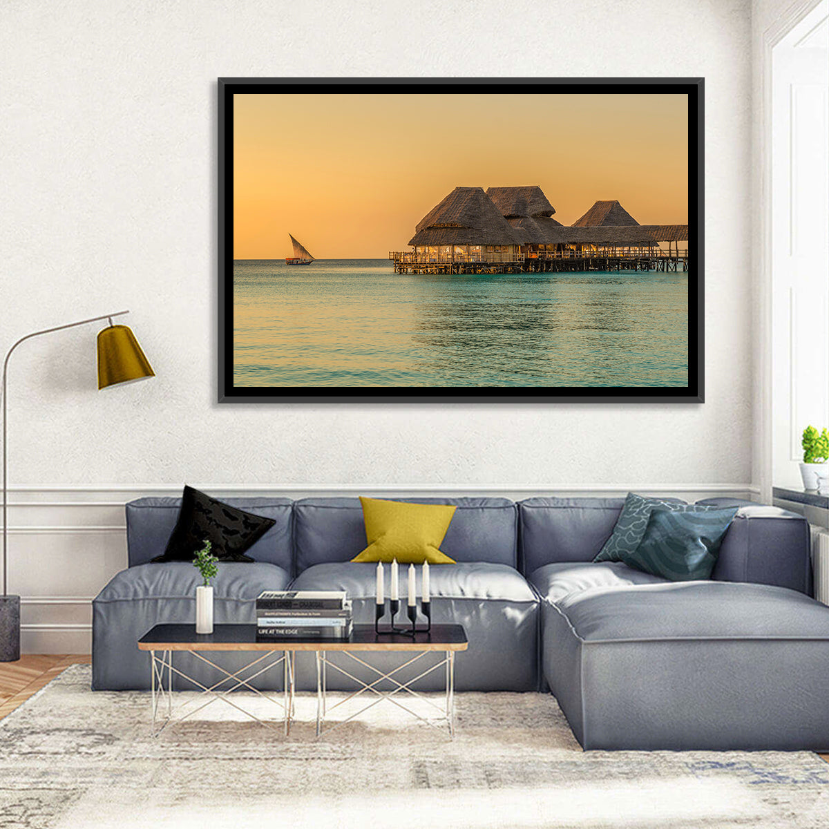 The Rock Restaurant Sunset Wall Art in a room, landscape