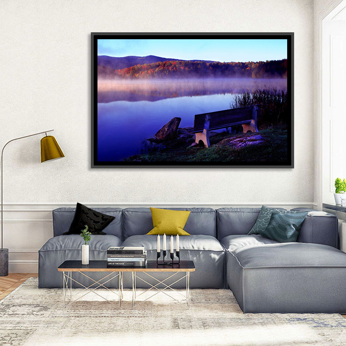 Misty Lake Sunrise Wall Art