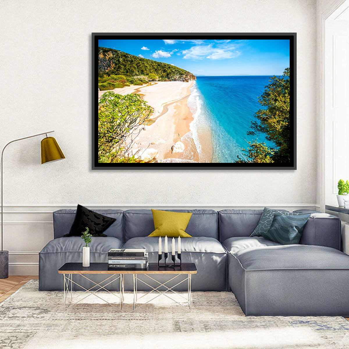 Mylopotamos Turquoise Beach Wall Art in a room, landscape