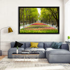 Tree-lined Tulip Garden Path Wall Art