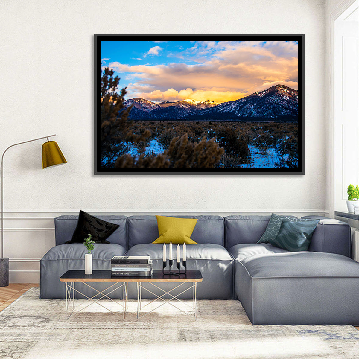 Sangre Winter Desert Wall Art in a room, landscape