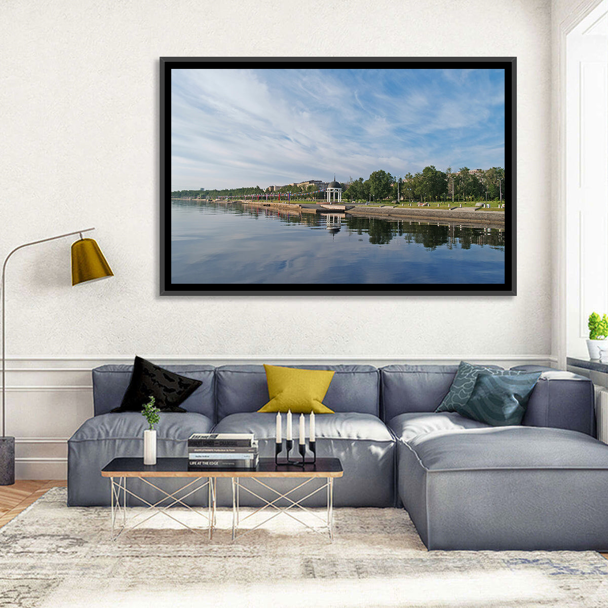Lake Onega Promenade with Gazebo Wall Art in a room, landscape
