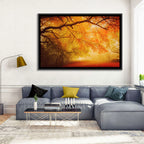 Autumn Forest Path with Lone Figure Wall Art