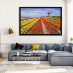 Spring Tulip Fields with Dutch Windmill Wall Art