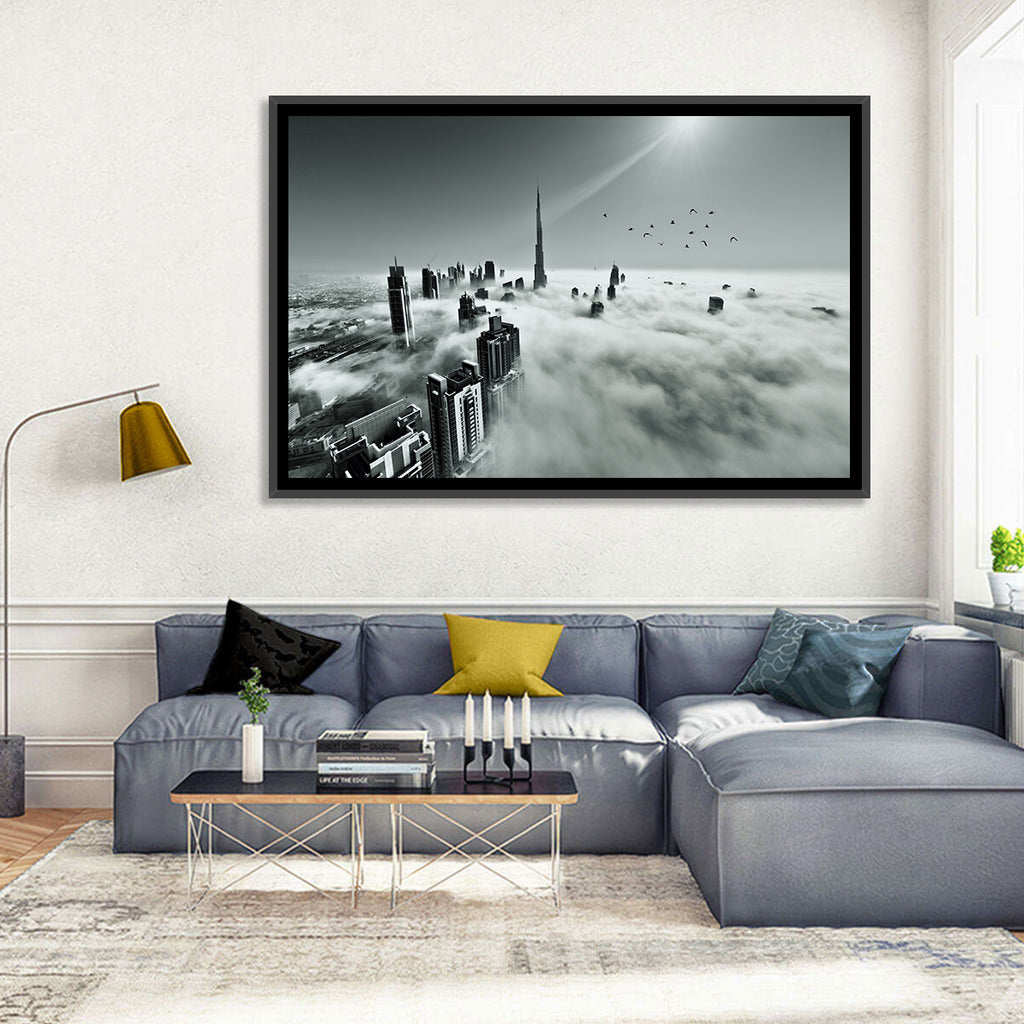 Burj Khalifa Rising Through Morning Fog Wall Art