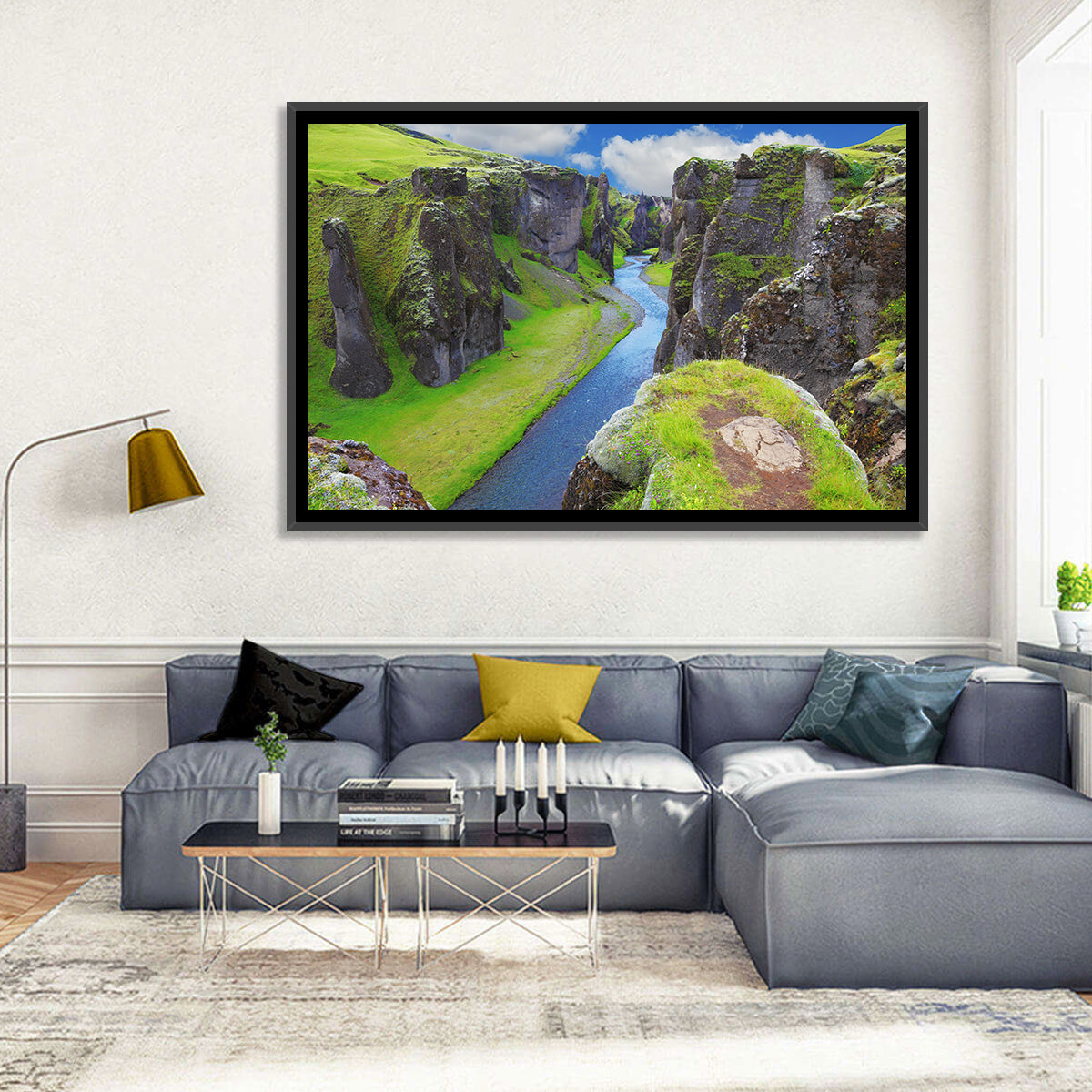 Neverland Cliffs, Fjaðrárgljúfur Canyon Wall Art in a room, landscape
