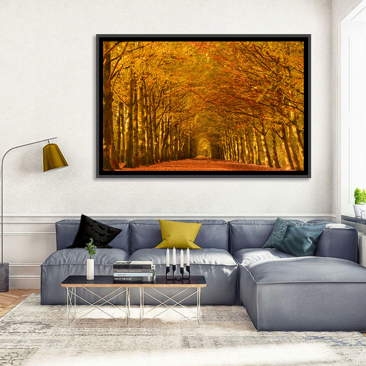 Golden Beech Tree Tunnel in Autumn Wall Art