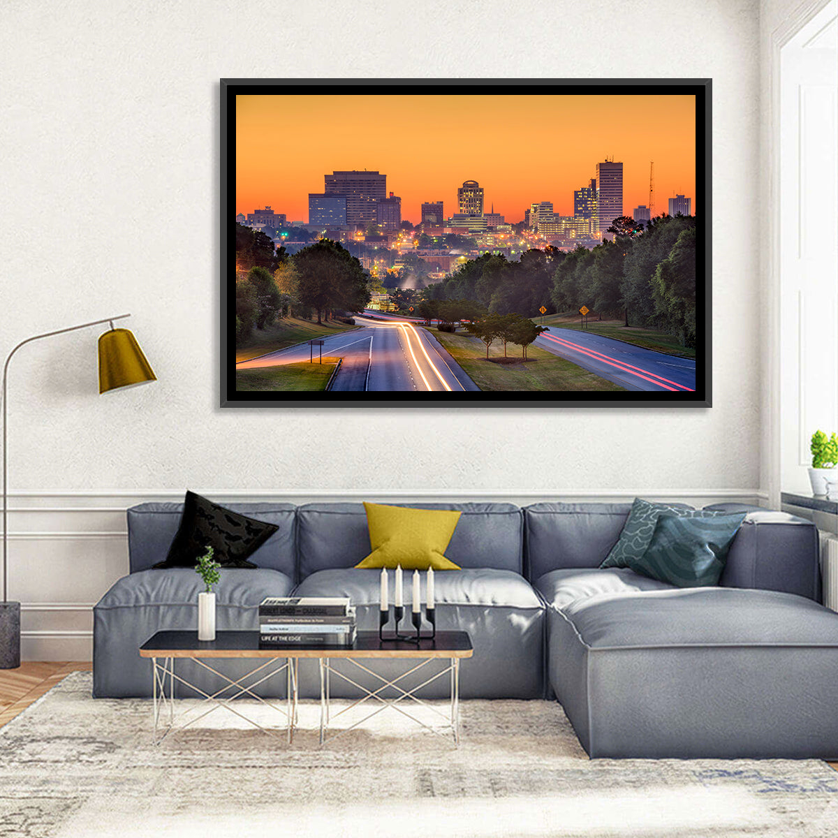 Jackson Downtown Skyline Wall Art in a room, landscape