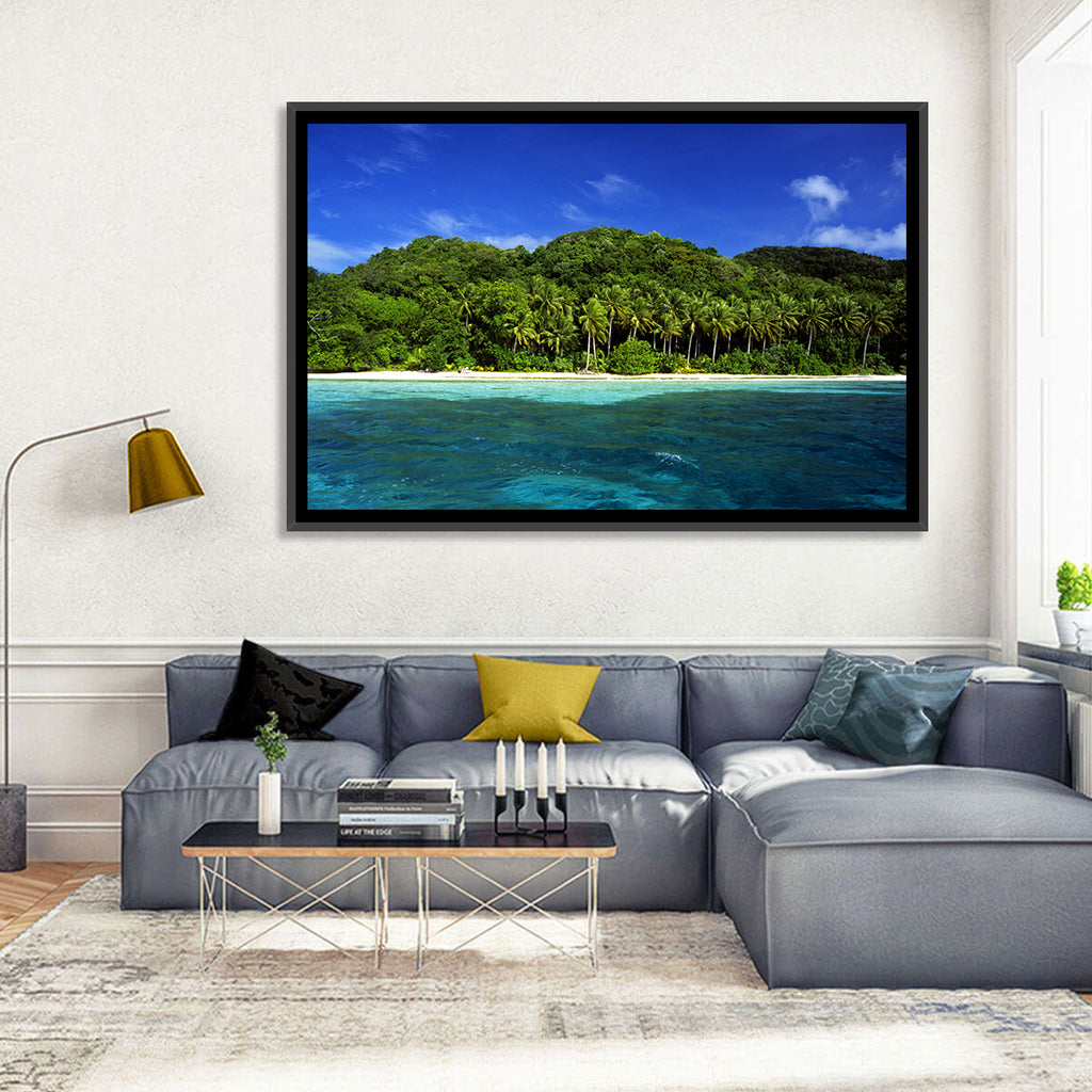 Turquoise Tropical Island Scene Wall Art