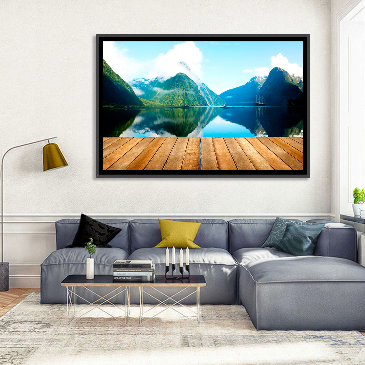 Mitre Peak at Milford Sound Wall Art in a room, landscape