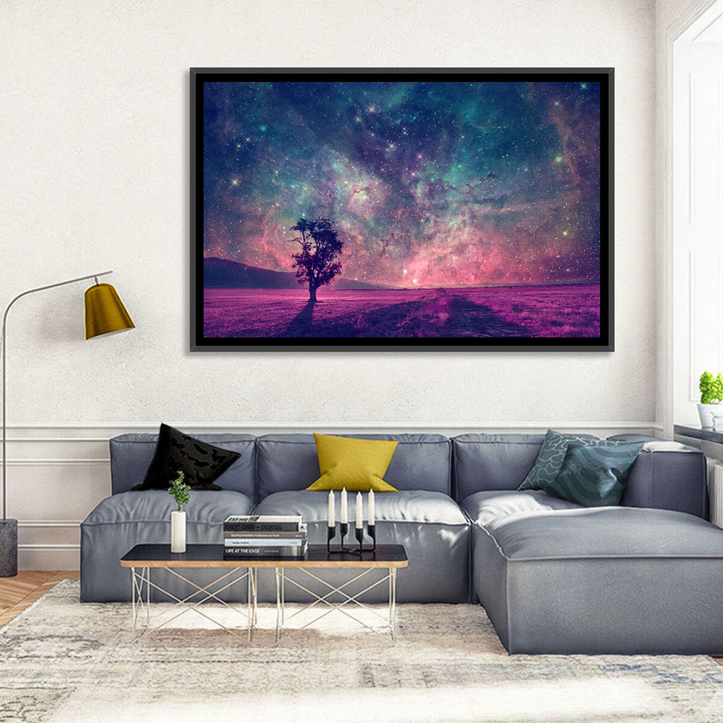 Lone Tree Under Nebula Sky Wall Art