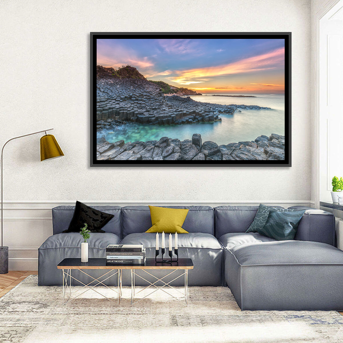Tuy Hoa Basalt Sunset Wall Art in a room, landscape
