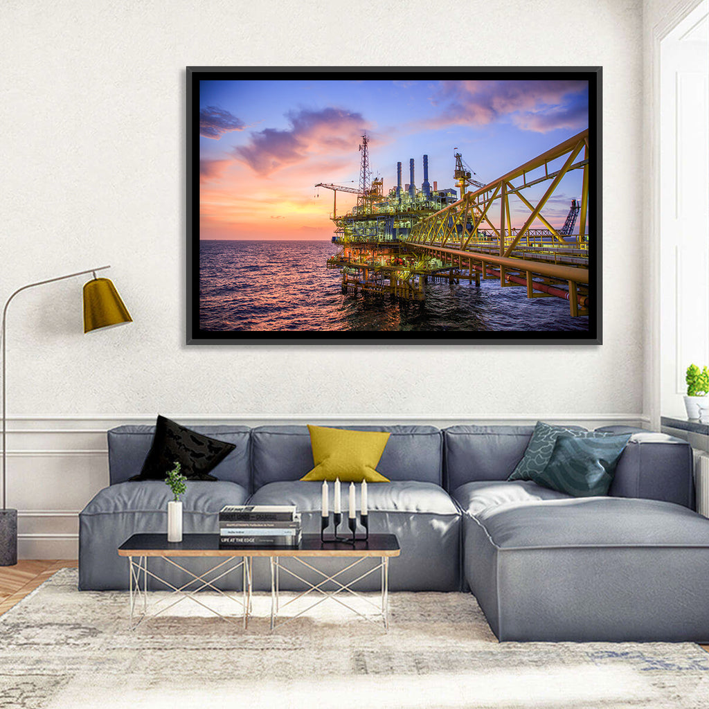 Golden Hour Offshore Oil Rig Wall Art
