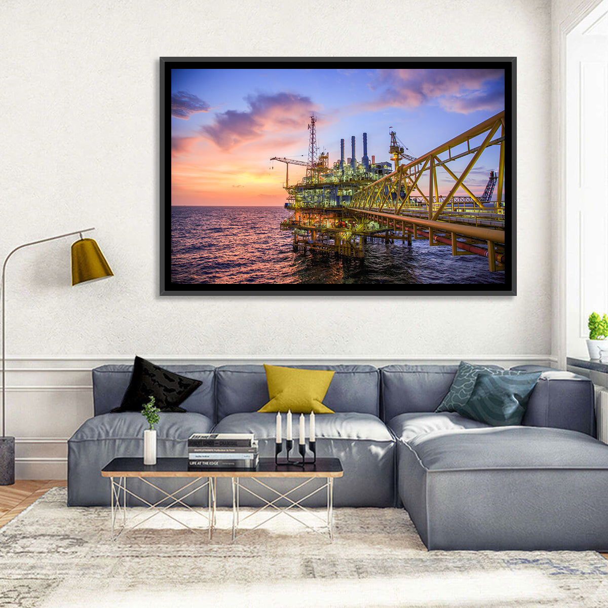 Golden Hour Offshore Oil Rig Wall Art