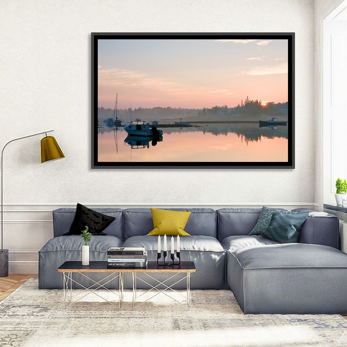 Bass Harbor Sunrise Wall Art in a room, landscape
