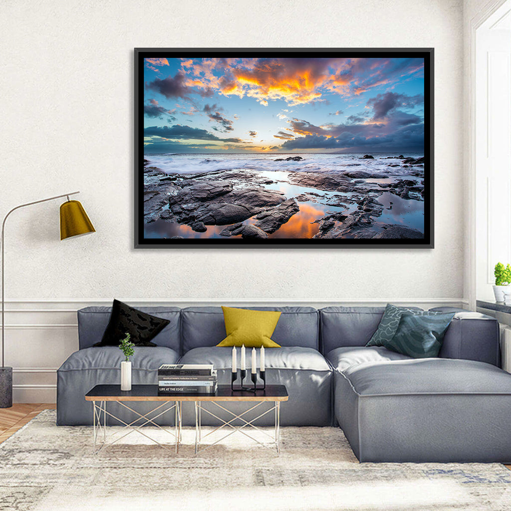 Sunset Over Volcanic Shore Wall Art