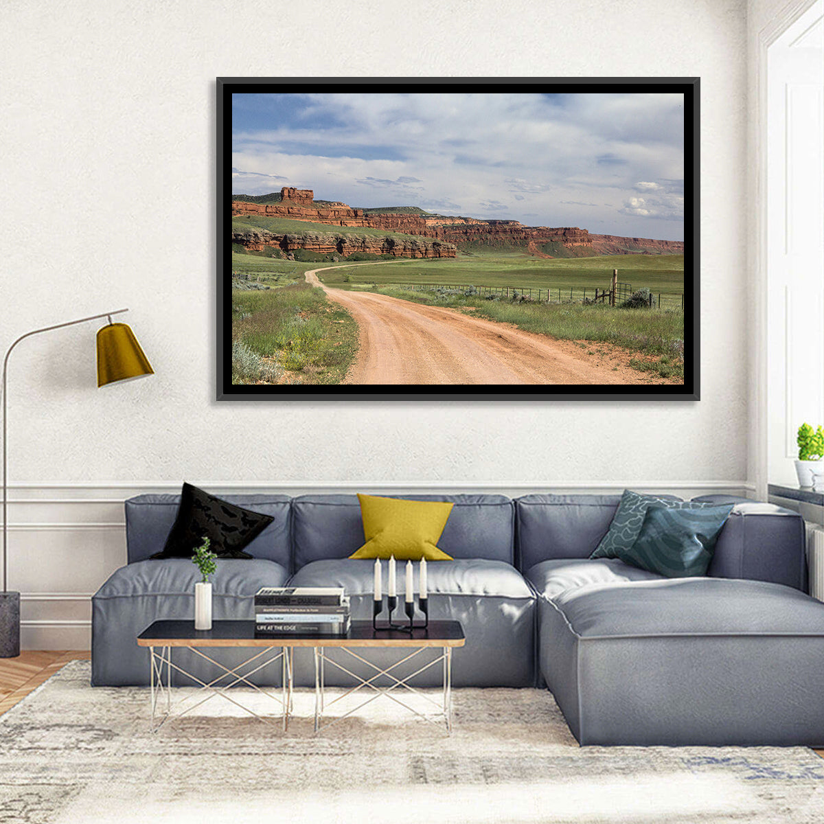 Kaycee Red Cliffs Wall Art in a room, landscape