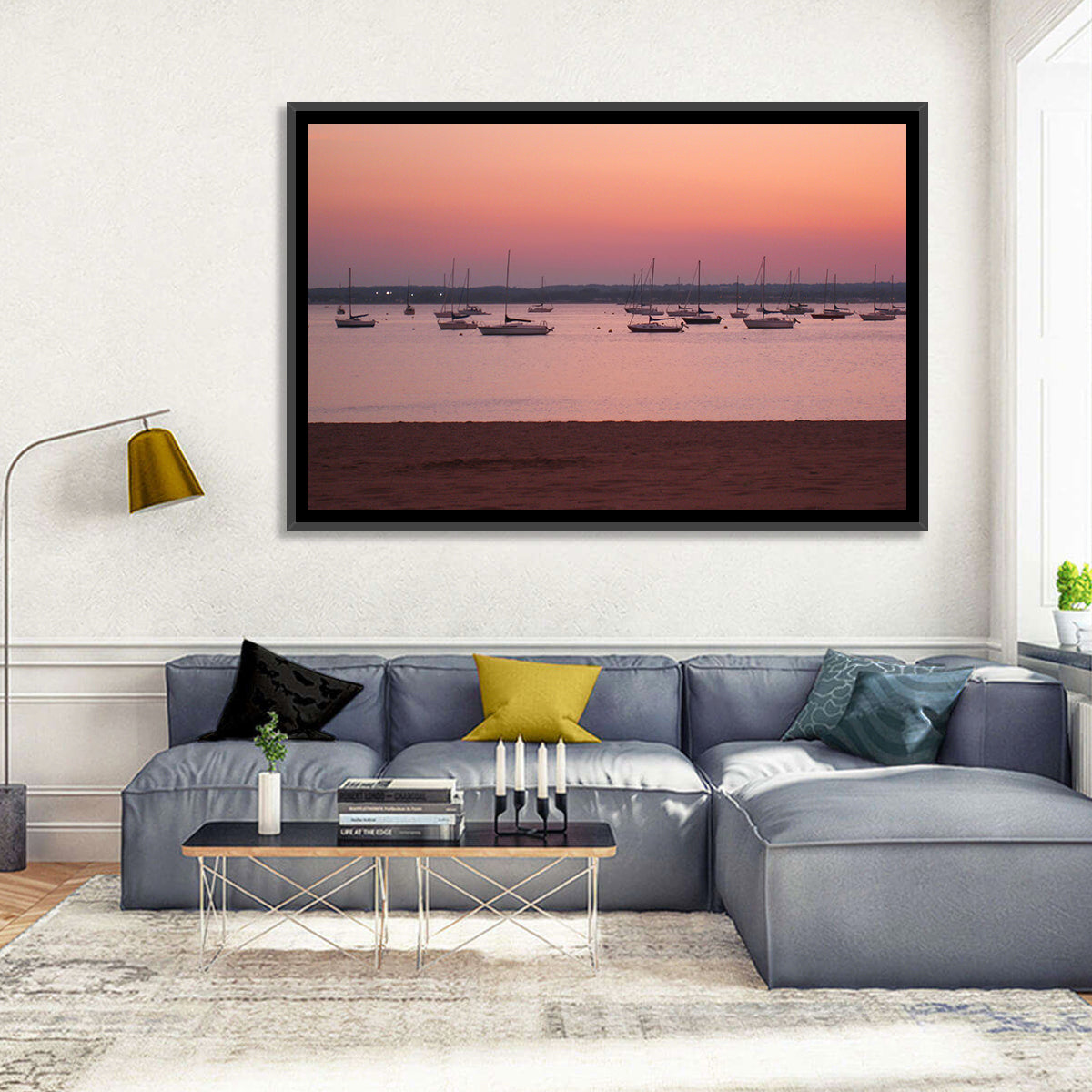 East Haven Beach Sunset Wall Art in a room, landscape