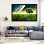 Alien Meadow Under a Giant Planet Wall Art