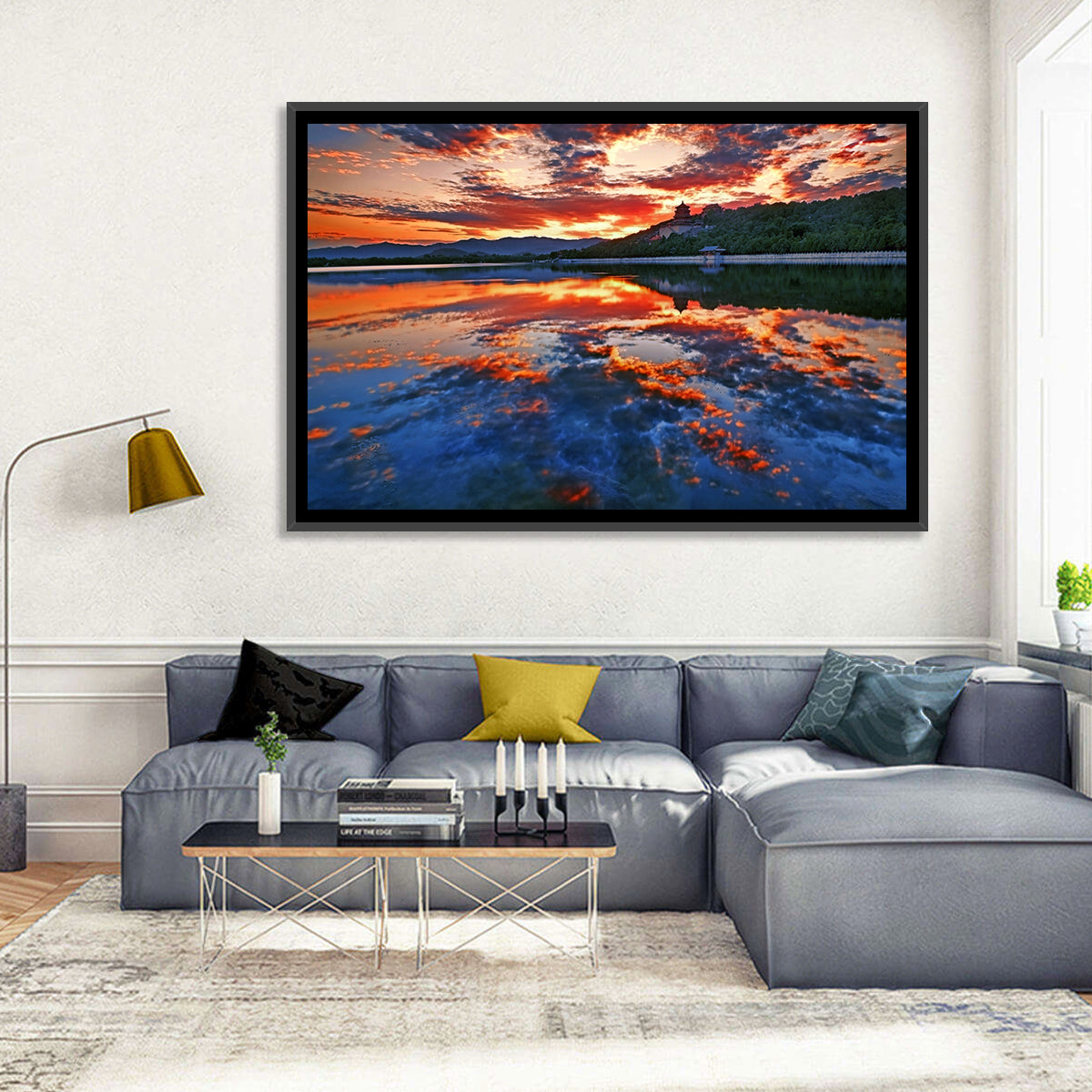 Kunming Lake Sunset, Summer Palace Wall Art in a room, landscape