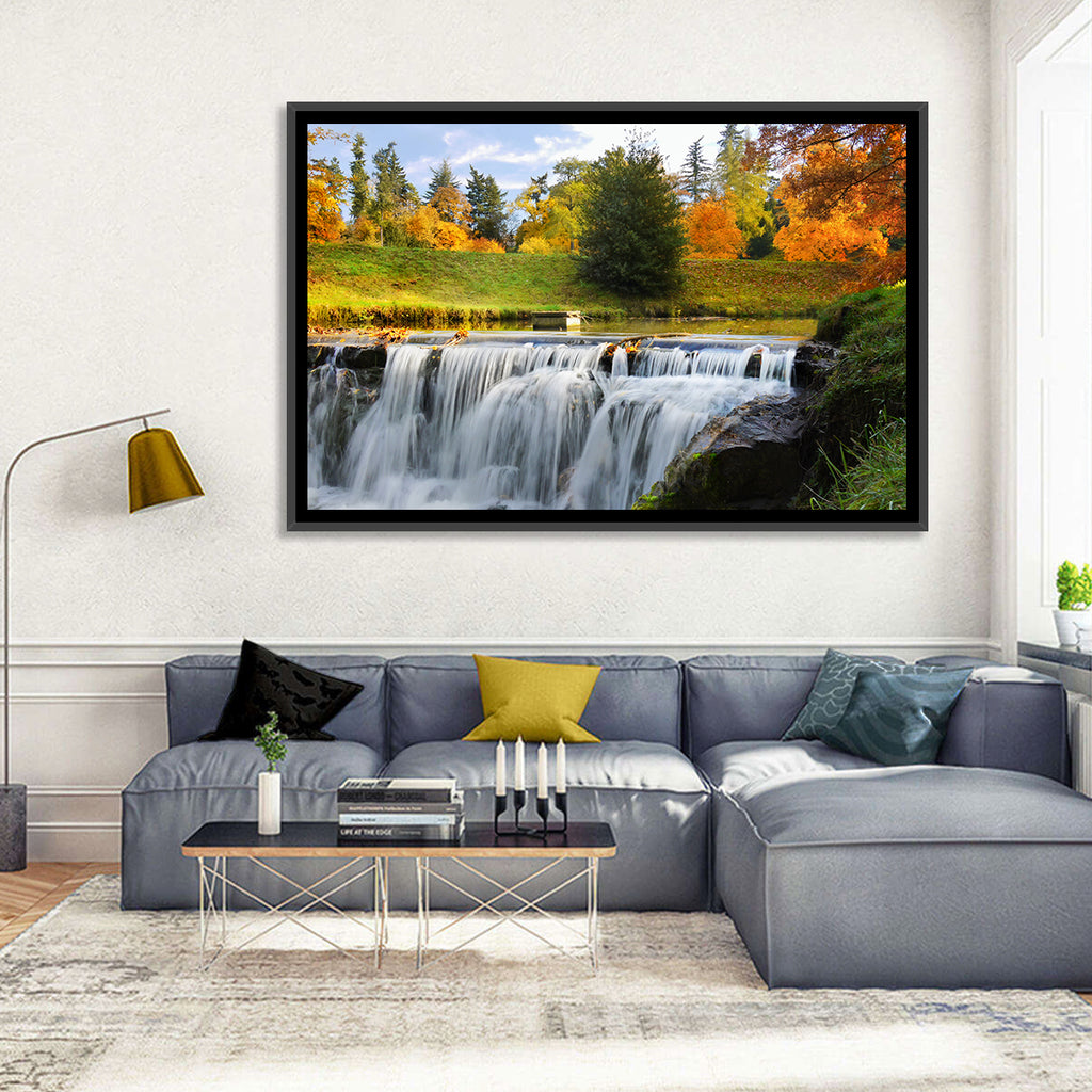 Autumn Forest Waterfall Wall Art
