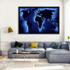 Glowing Digital World Map Wall Art