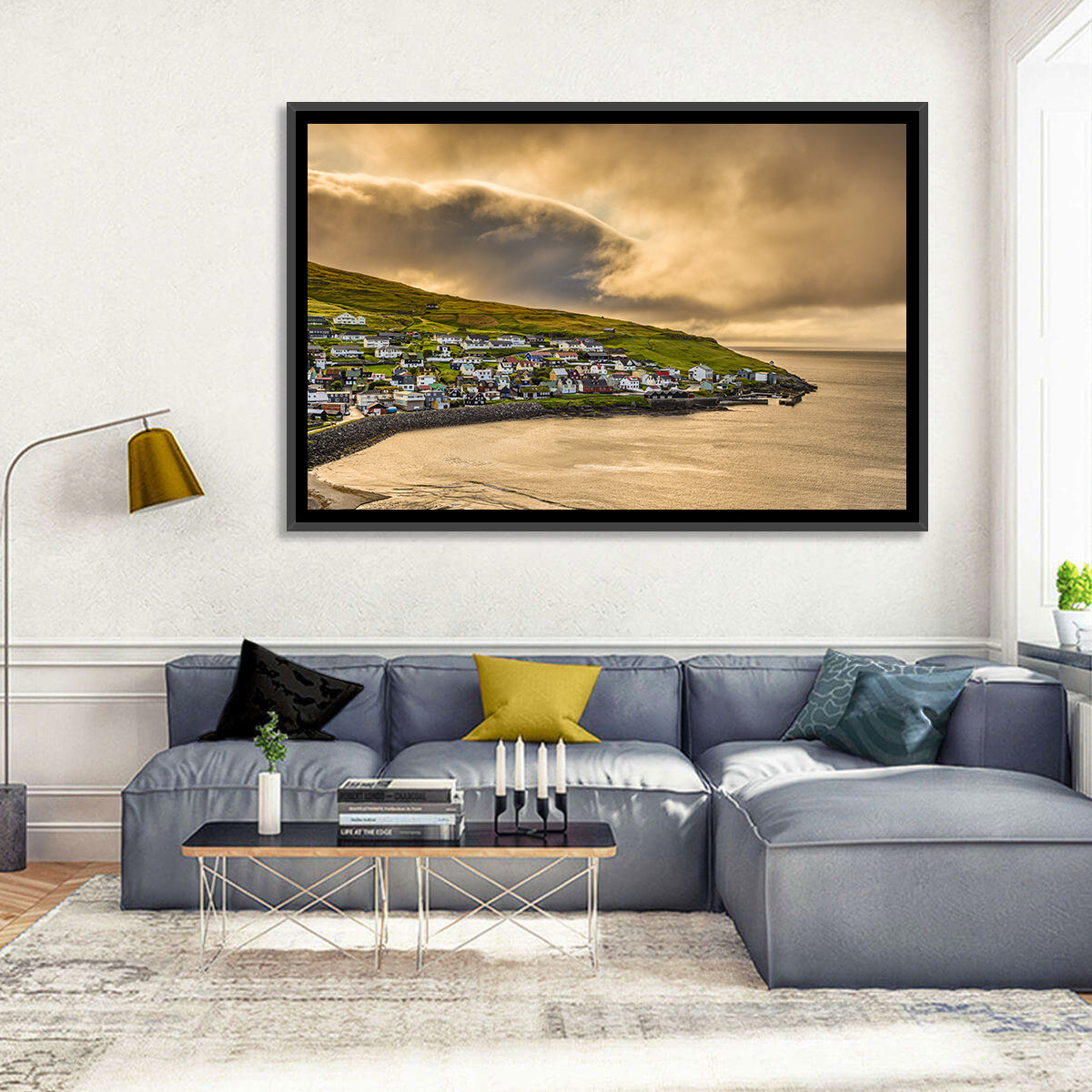 Coastal Village at Golden Hour Wall Art