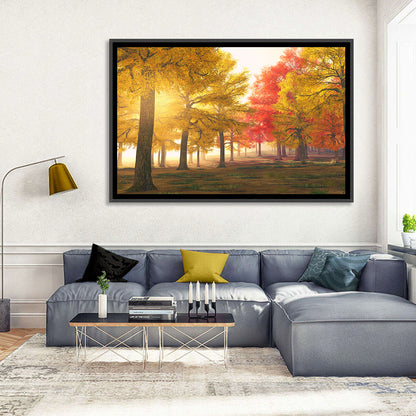 Foggy Autumn Forest Trees Wall Art