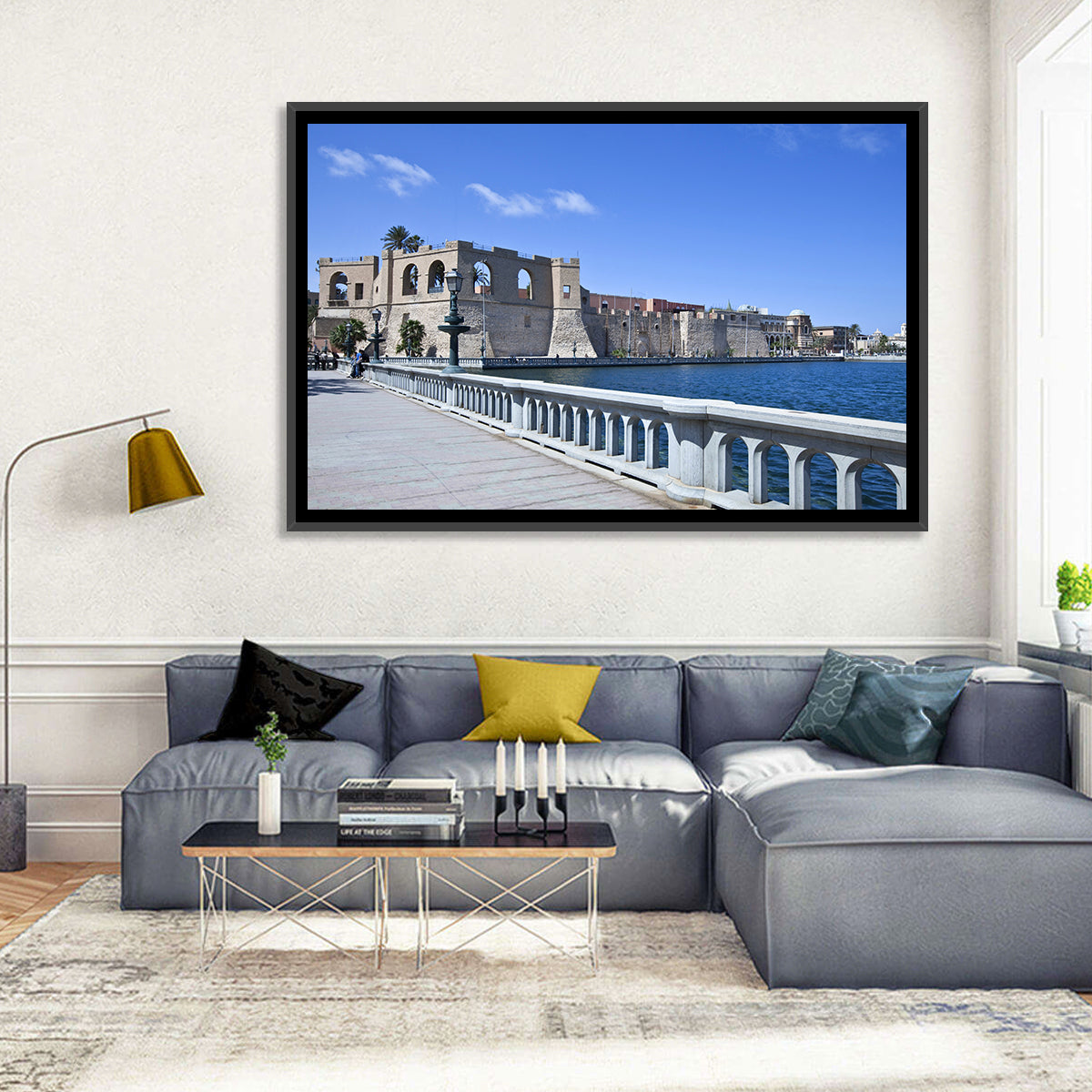 Red Fort Waterfront Wall Art in a room, landscape