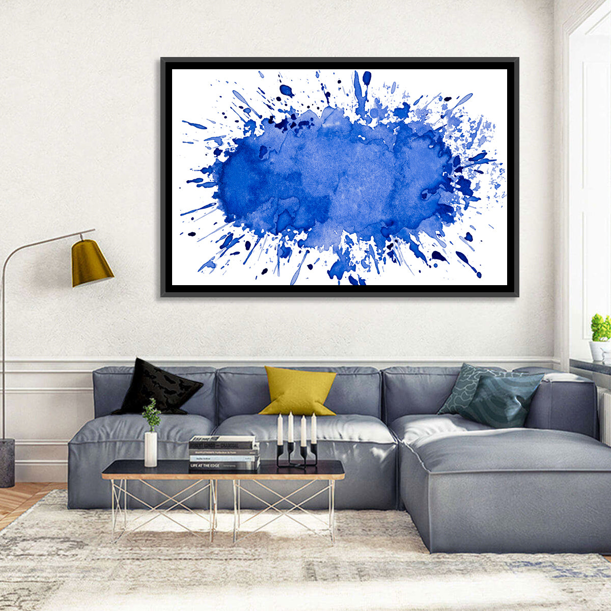 Blue Ink Splash Wall Art