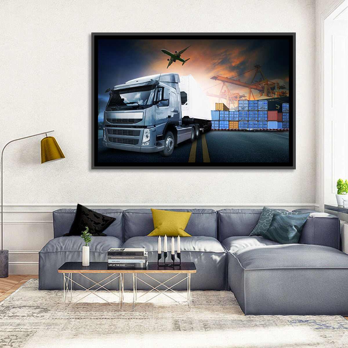 Sunset Freight Terminal Truck Scene Wall Art