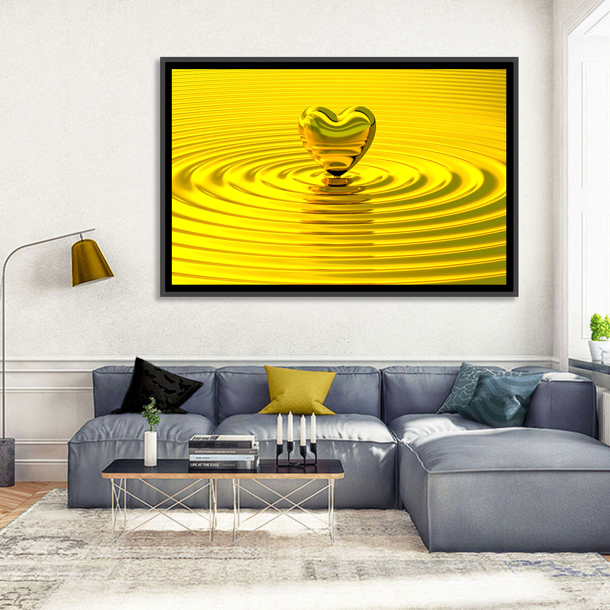 Golden Heart Ripples Wall Art