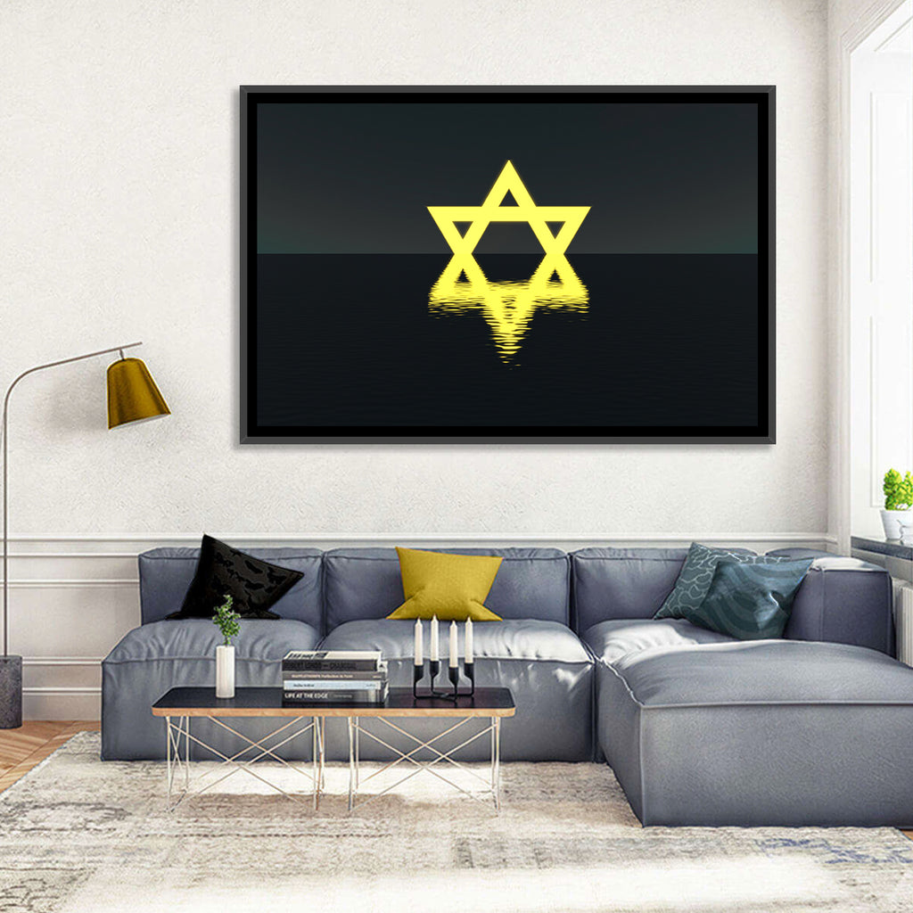Glowing Star of David Reflection Wall Art