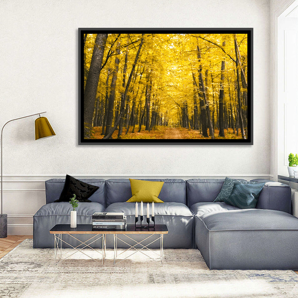 Yellow Autumn Forest Path Wall Art