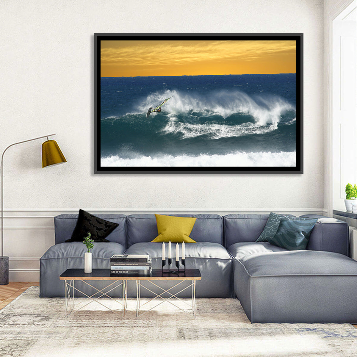 Windsurfer at Golden Wave Wall Art in a room, landscape