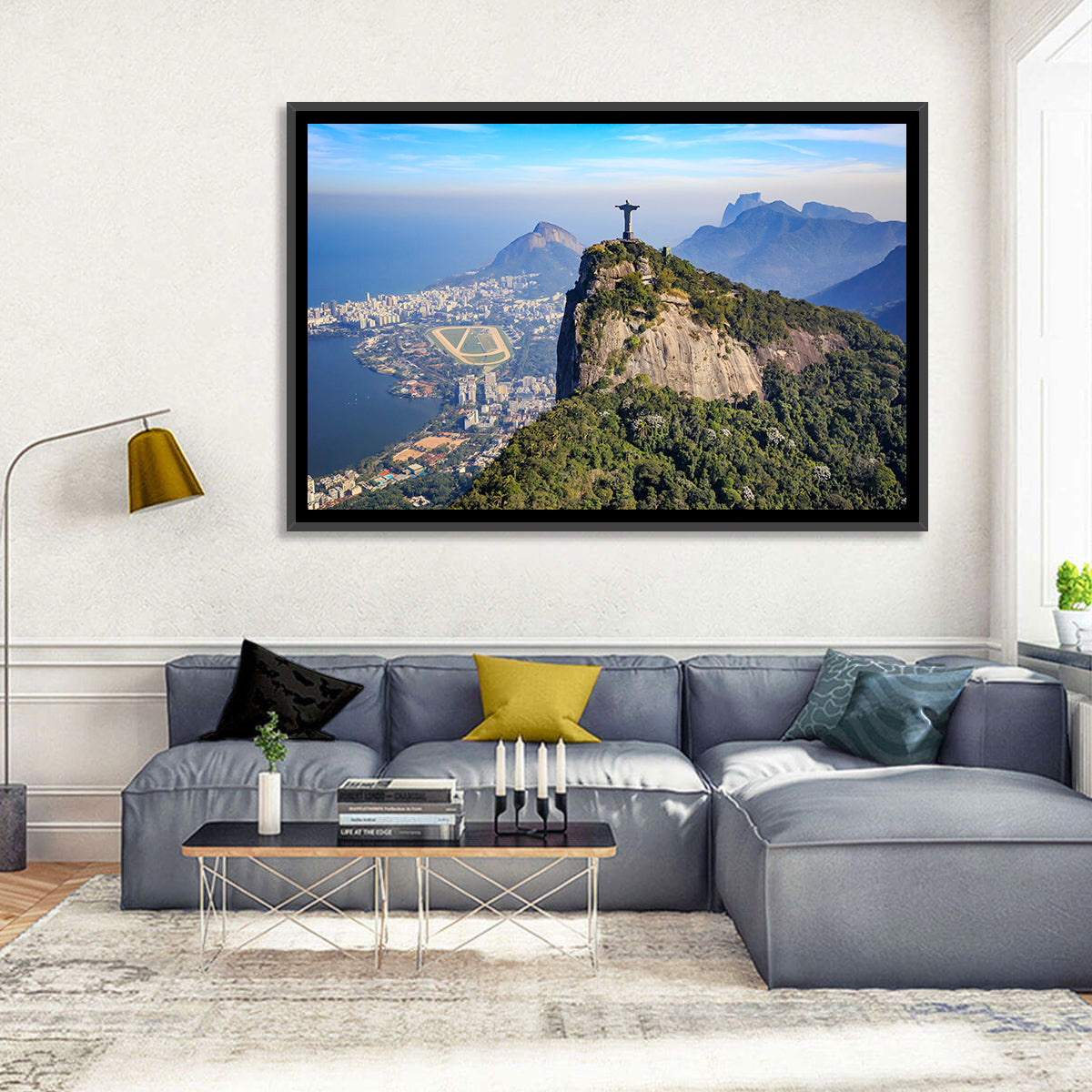 Rio De Janeiro Skyline with Christ the Redeemer Wall Art in a room, landscape