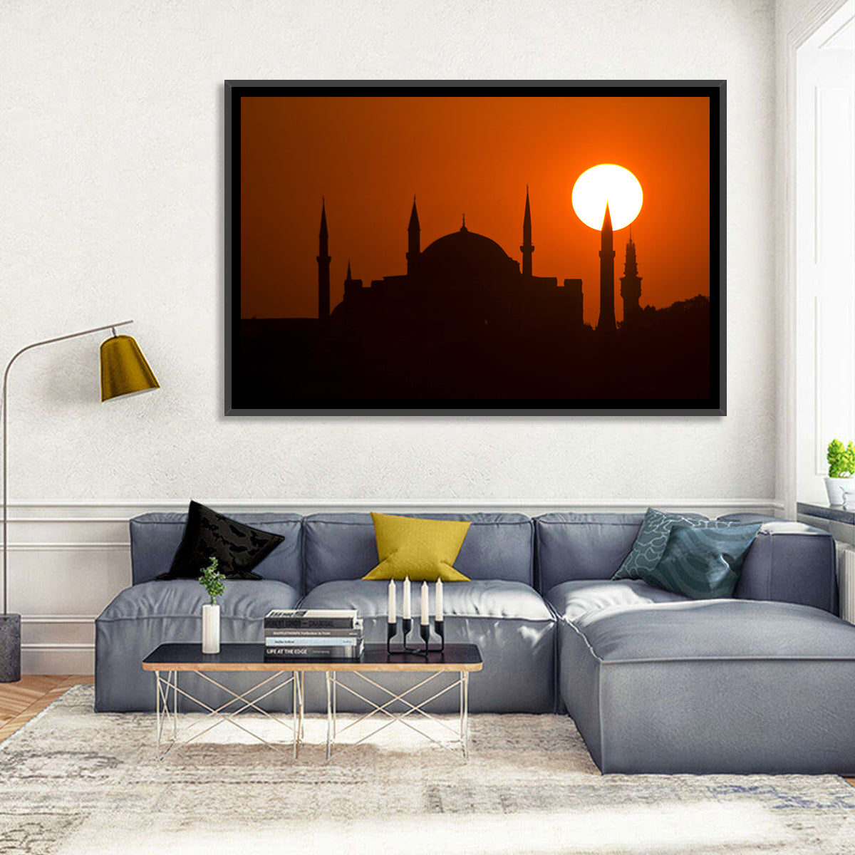 Hagia Sophia Silhouette at Sunset Wall Art in a room, landscape