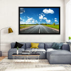 Asphalt Road Through Meadow Wall Art