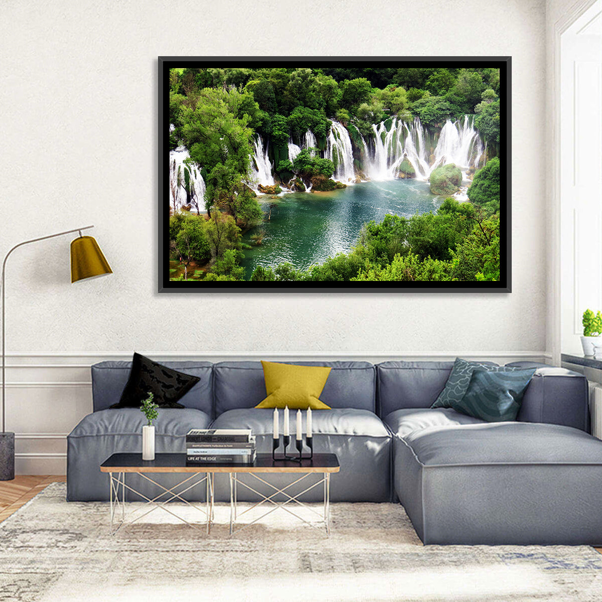 Kravice Falls Wall Art in a room, landscape