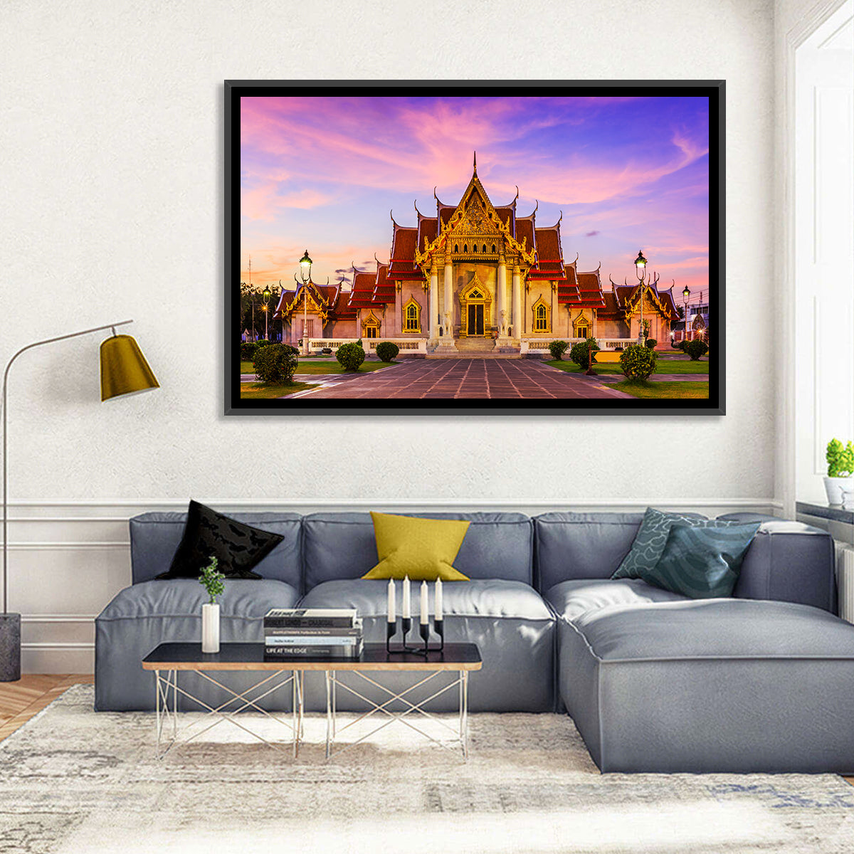 Wat Benchamabophit at Dusk Wall Art in a room, landscape