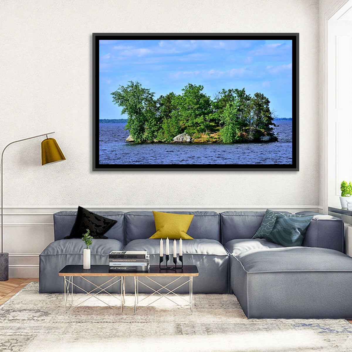 Petenwell Lake Island Wall Art in a room, landscape