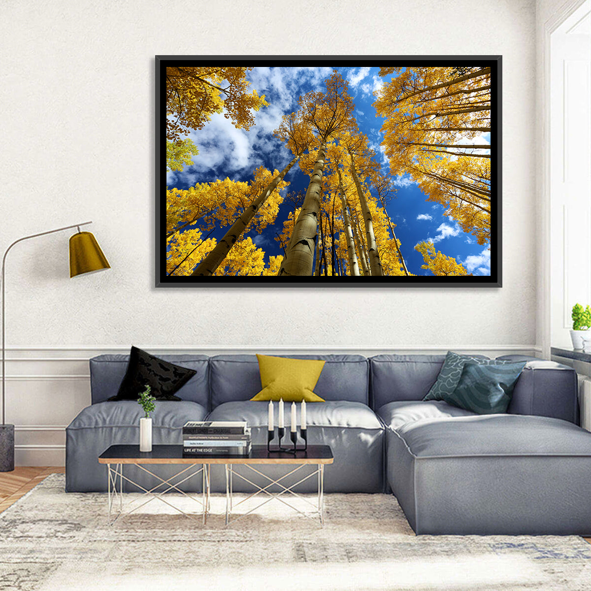Golden Aspen Canopy View Wall Art in a room, landscape