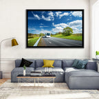 White Bus on Meadow Road Wall Art